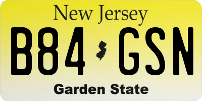 NJ license plate B84GSN