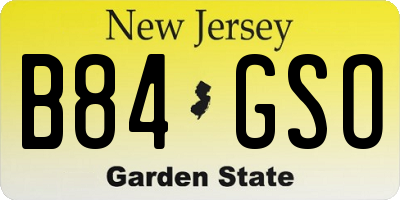 NJ license plate B84GSO