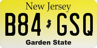 NJ license plate B84GSQ