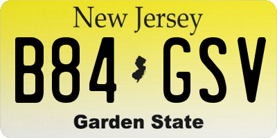 NJ license plate B84GSV