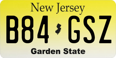 NJ license plate B84GSZ
