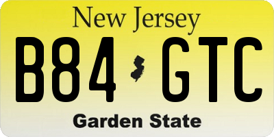 NJ license plate B84GTC