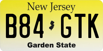 NJ license plate B84GTK