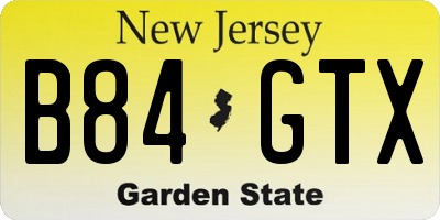 NJ license plate B84GTX