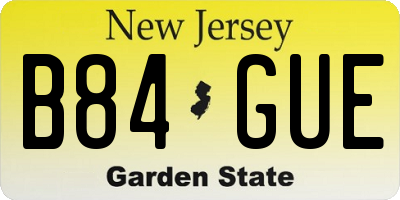 NJ license plate B84GUE