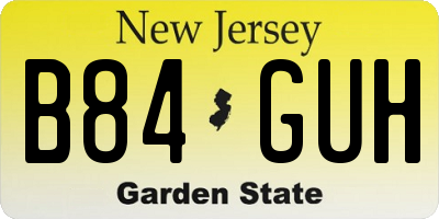 NJ license plate B84GUH