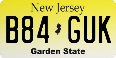 NJ license plate B84GUK