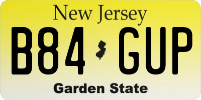 NJ license plate B84GUP