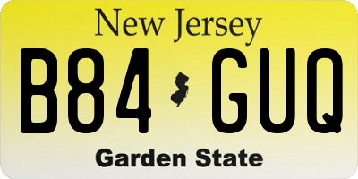 NJ license plate B84GUQ