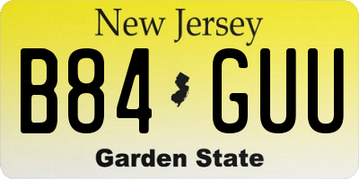 NJ license plate B84GUU