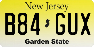 NJ license plate B84GUX