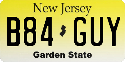 NJ license plate B84GUY