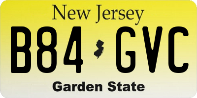 NJ license plate B84GVC