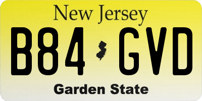 NJ license plate B84GVD