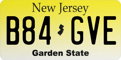 NJ license plate B84GVE