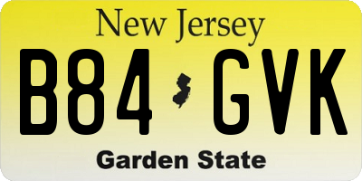 NJ license plate B84GVK