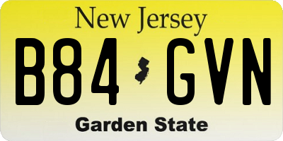 NJ license plate B84GVN