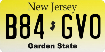 NJ license plate B84GVO