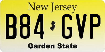 NJ license plate B84GVP
