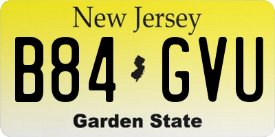 NJ license plate B84GVU