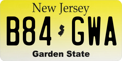 NJ license plate B84GWA