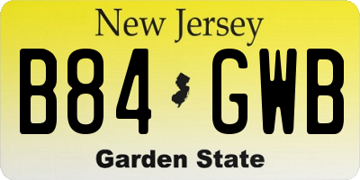 NJ license plate B84GWB