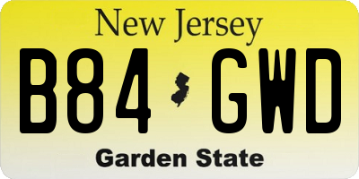NJ license plate B84GWD