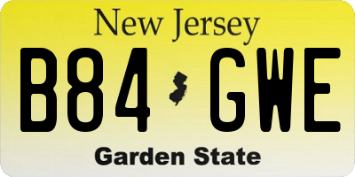 NJ license plate B84GWE