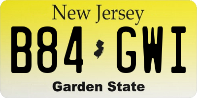 NJ license plate B84GWI