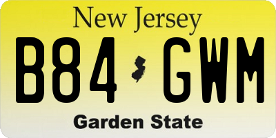 NJ license plate B84GWM