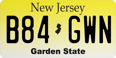 NJ license plate B84GWN