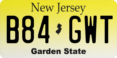 NJ license plate B84GWT