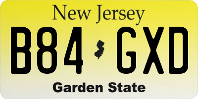 NJ license plate B84GXD
