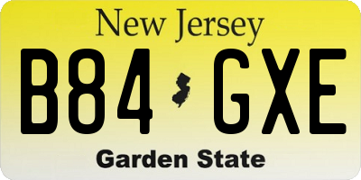 NJ license plate B84GXE