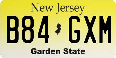 NJ license plate B84GXM
