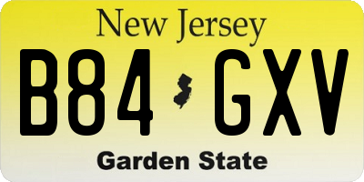 NJ license plate B84GXV