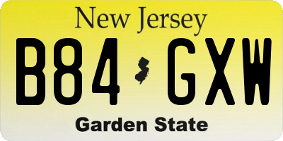 NJ license plate B84GXW