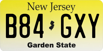 NJ license plate B84GXY