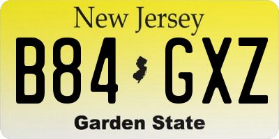 NJ license plate B84GXZ
