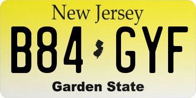 NJ license plate B84GYF