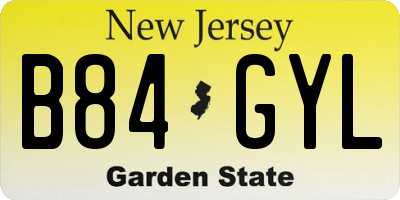 NJ license plate B84GYL