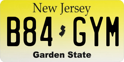 NJ license plate B84GYM