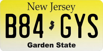 NJ license plate B84GYS
