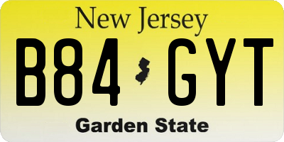 NJ license plate B84GYT