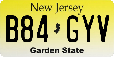 NJ license plate B84GYV