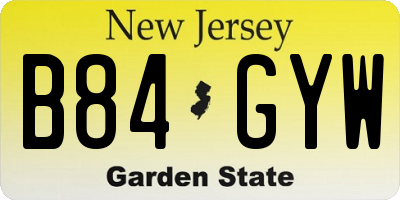 NJ license plate B84GYW
