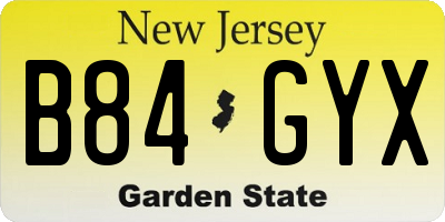 NJ license plate B84GYX