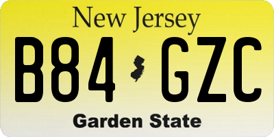 NJ license plate B84GZC