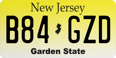 NJ license plate B84GZD