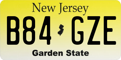 NJ license plate B84GZE